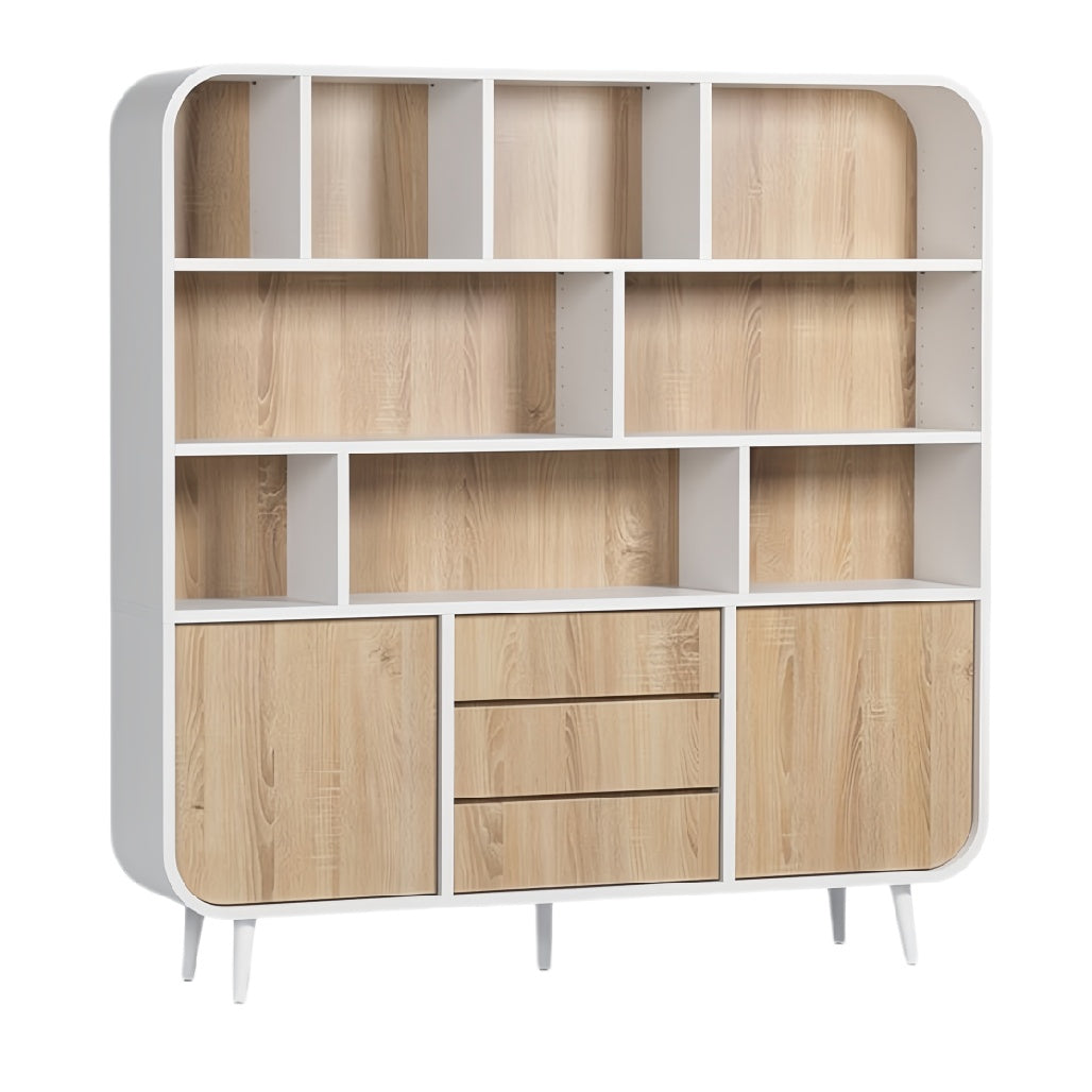 **Moderne boekenkast met houten afwerking en opbergruimte**