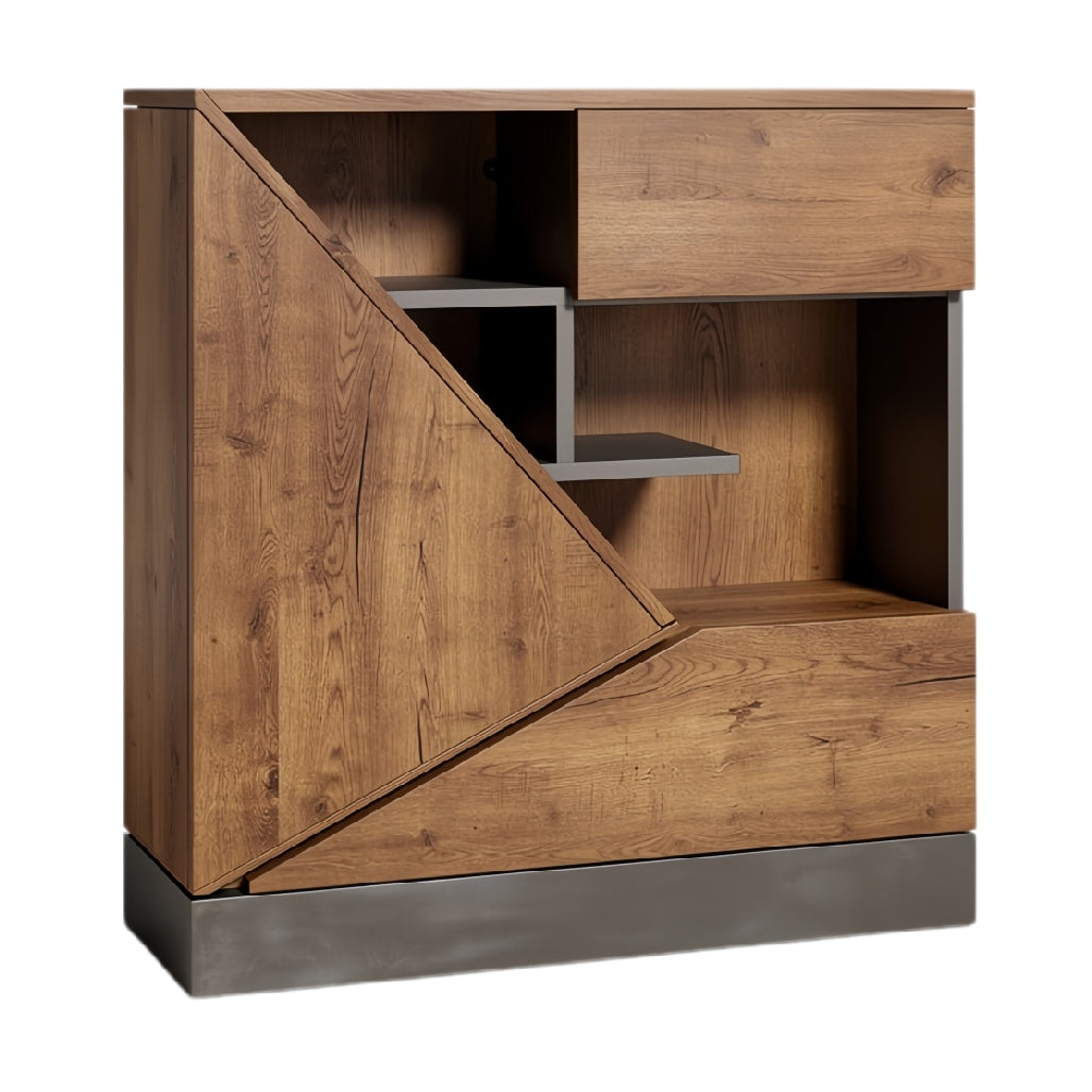**Technische Titel in het Nederlands: Modern houten dressoir met asymmetrisch ontwerp**