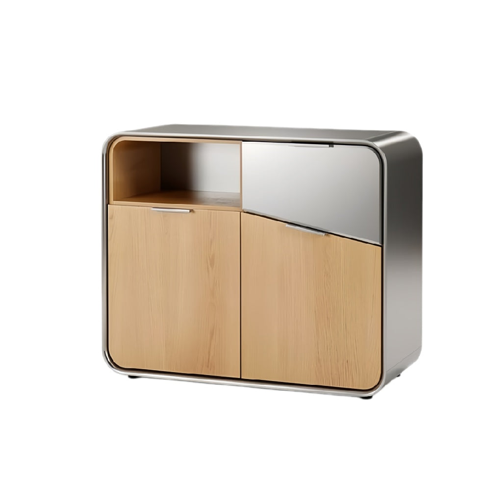 **Technische titel in het Nederlands: Moderne opbergkast met houten en metalen elementen**
