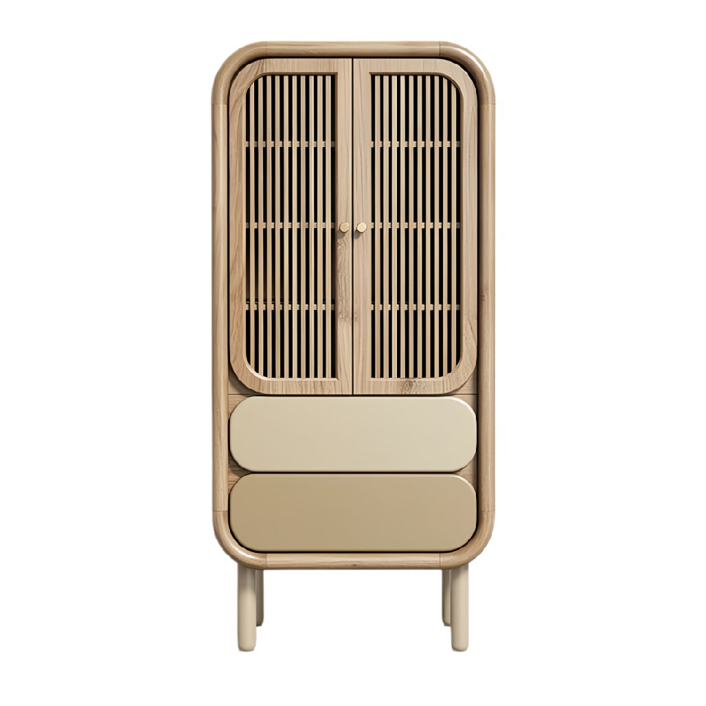 **Technische Titel in het Nederlands: Moderne kast met houten afwerking en gestructureerde deurtjes**